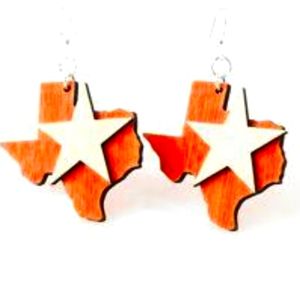 Texas shaped wooden earrings